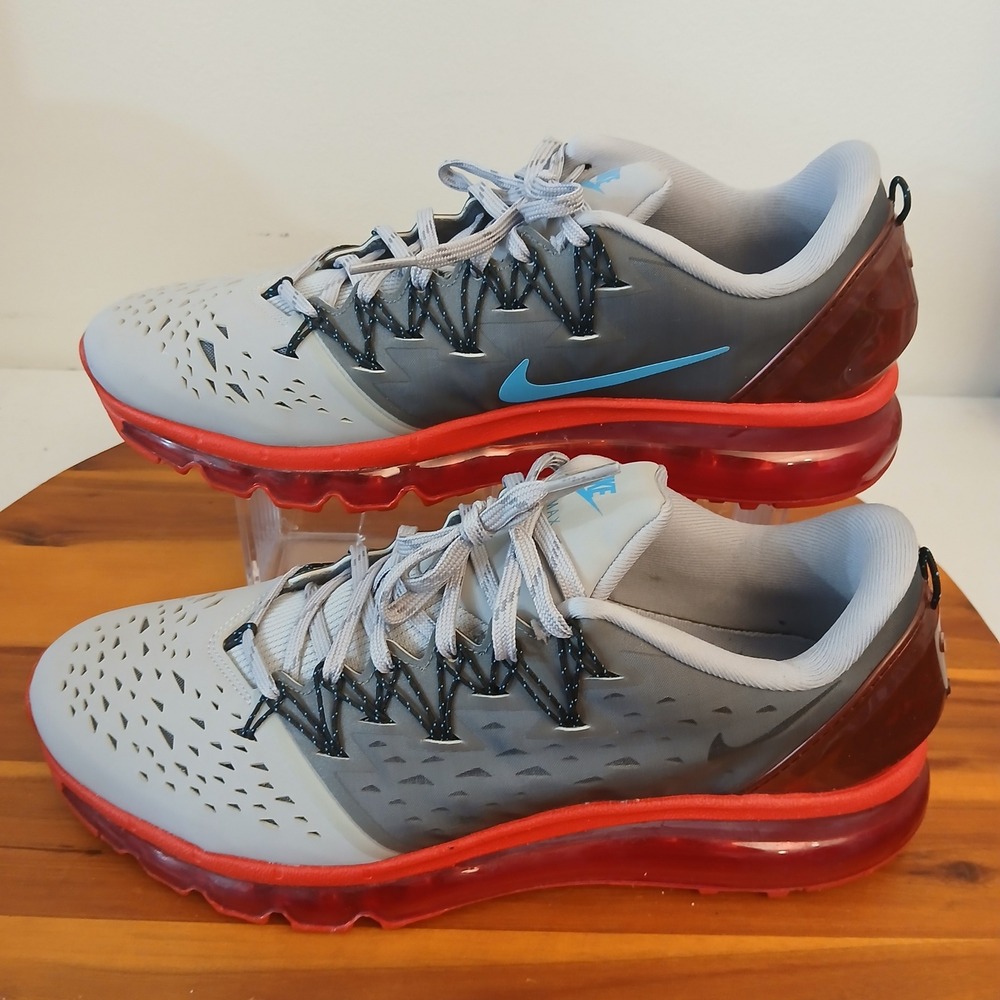 Nike Air Max Pacfly Mens 9 Gray Red Running Shoes Sneakers 707319-002